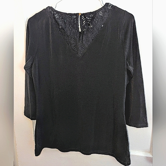 NWT Ralph Lauren Black V-Neck Applique Button Blouse - Picture 2 of 5